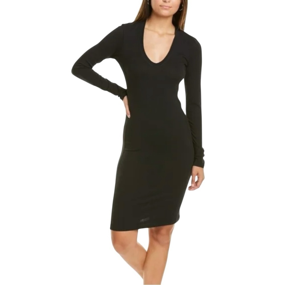 JAMES PERSE V-Neck T-Shirt Bodycon Long Sleeve Dress WJEH6655CU